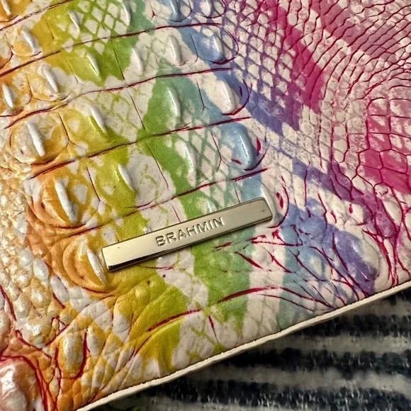 Brahmin Pink and Yellow Textured Crossbody Bag - Picture 7 of 13